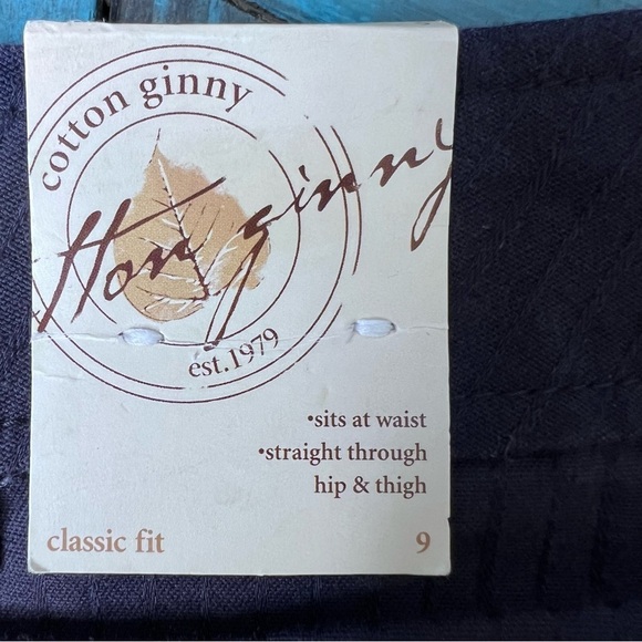 Cotton Ginny Navy Blue Pinstripe Cotton Trouser Pants Size 9 - Picture 7 of 10